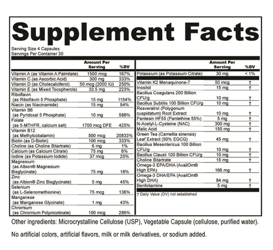 WAR SHIELD™ All-in-One Multivitamin · Omega-3 EPA/DHA · Spore-Based Probiotic
