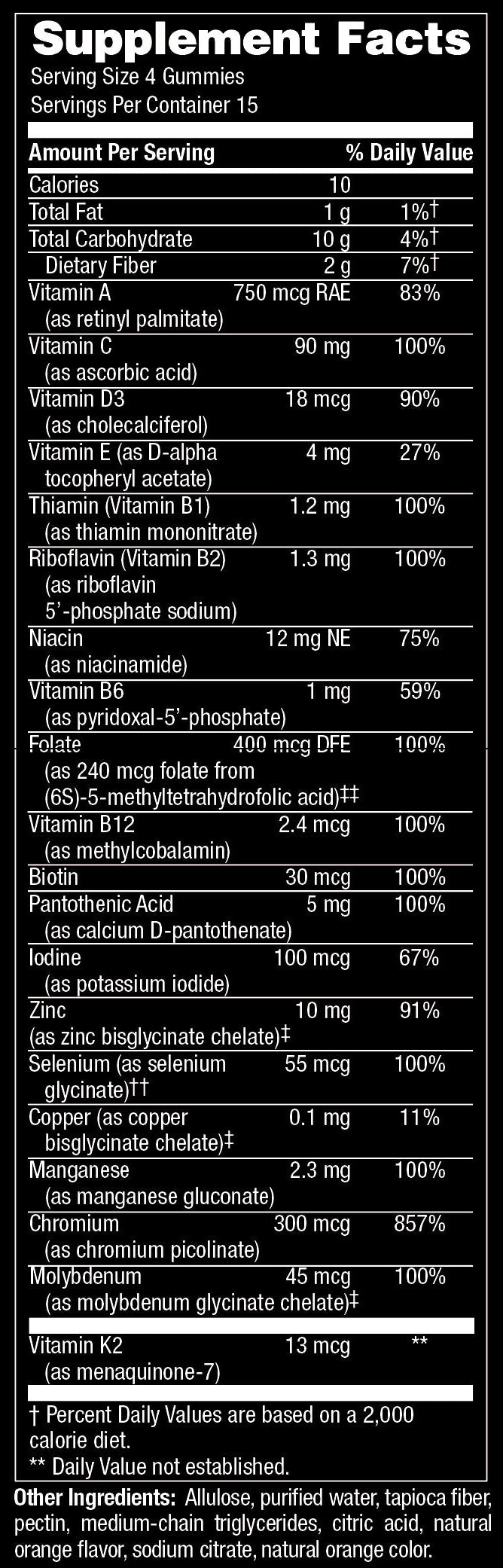 T1RX Little Shield multivitamin for kid’s health and testosterone support, supplement facts.