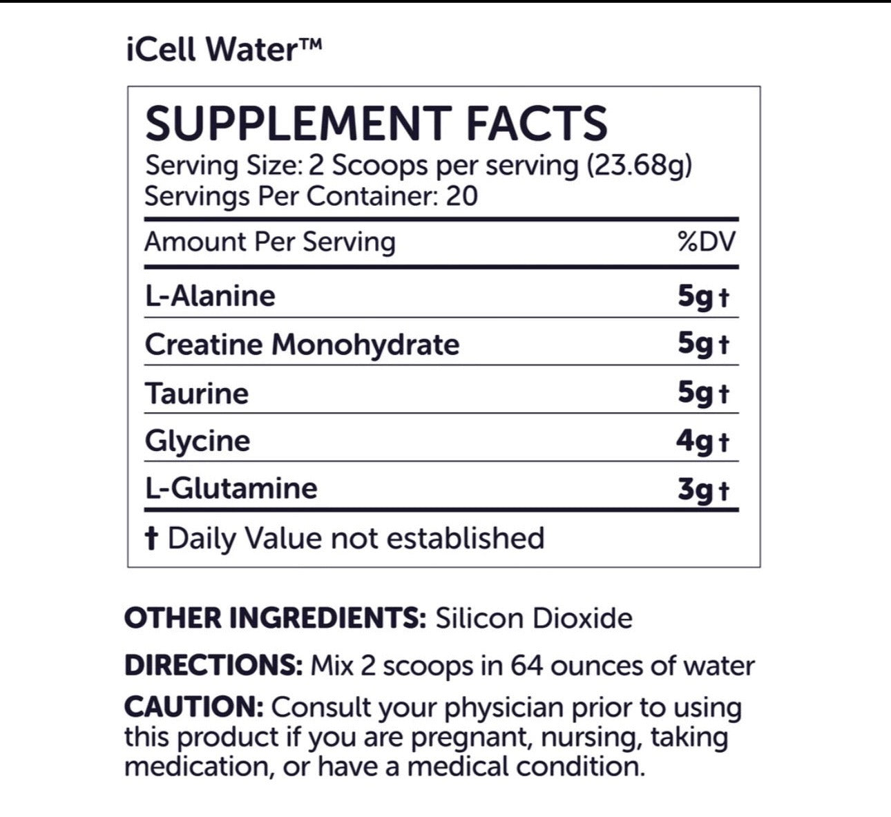 Supplement Facts - iCell Water