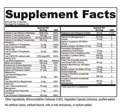 WAR SHIELD™ All-in-One Multivitamin · Omega-3 EPA/DHA · Spore-Based Probiotic