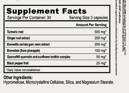 Supplement Facts - Holistic Health Inflammation Support